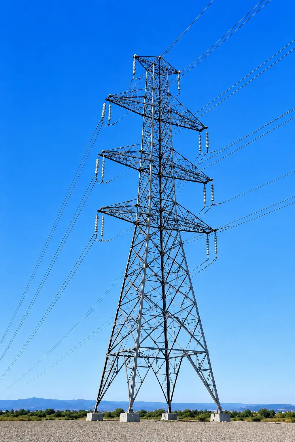 Galvanized Steel Lattice High Voltage Transmission Towers Electric Power Grid Line